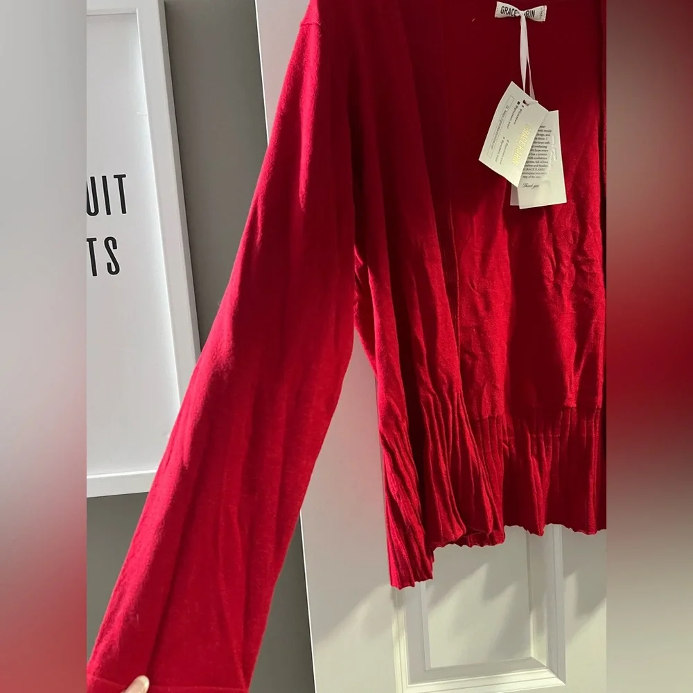 NEW Grace Karin Women’s Casual Cropped Red Cardigan. - Picture 5 of 8